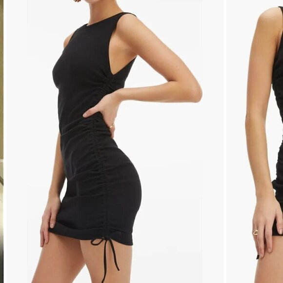 NWT Good American Black Ruched Tank Mini Dress - Size: 4 (Extra Large) - Picture 8 of 10